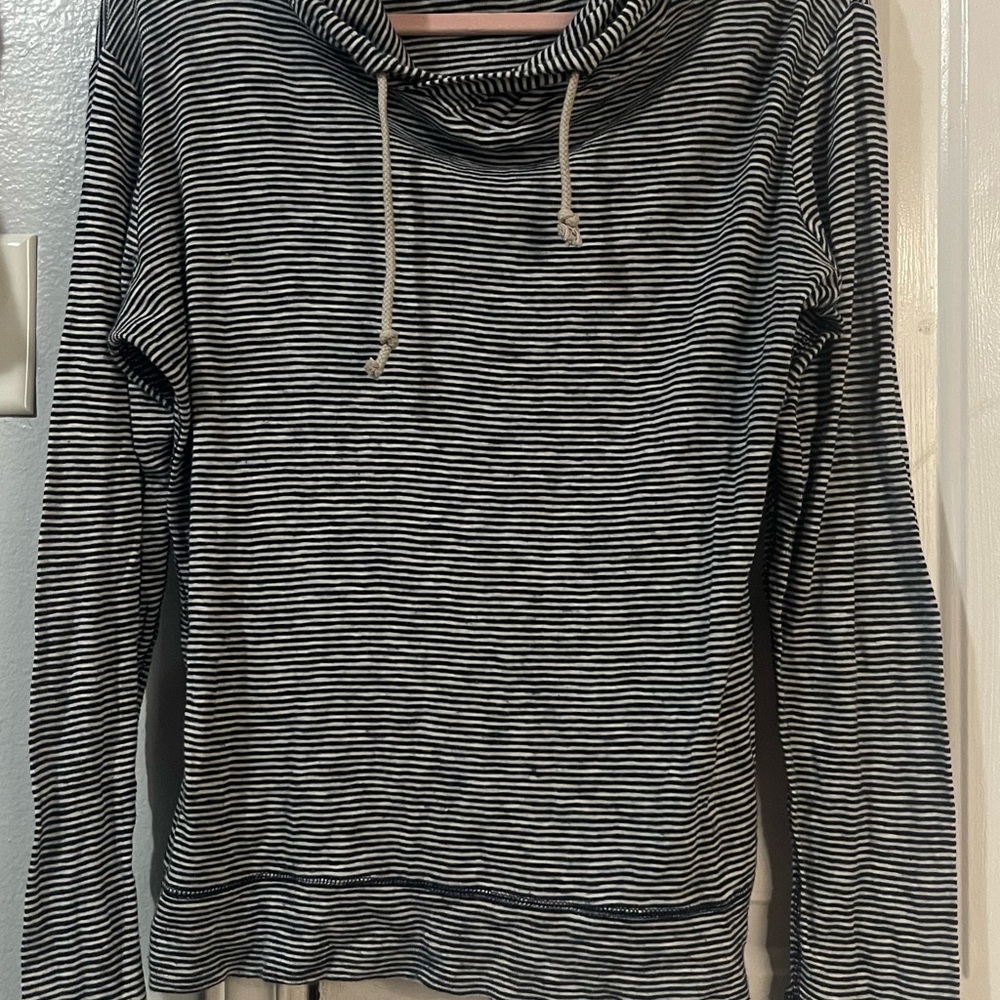 J. Crew Black and White Striped Hoodie